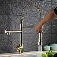 2019  American style gold color flexible kitchen faucet brass faucet manufacturer